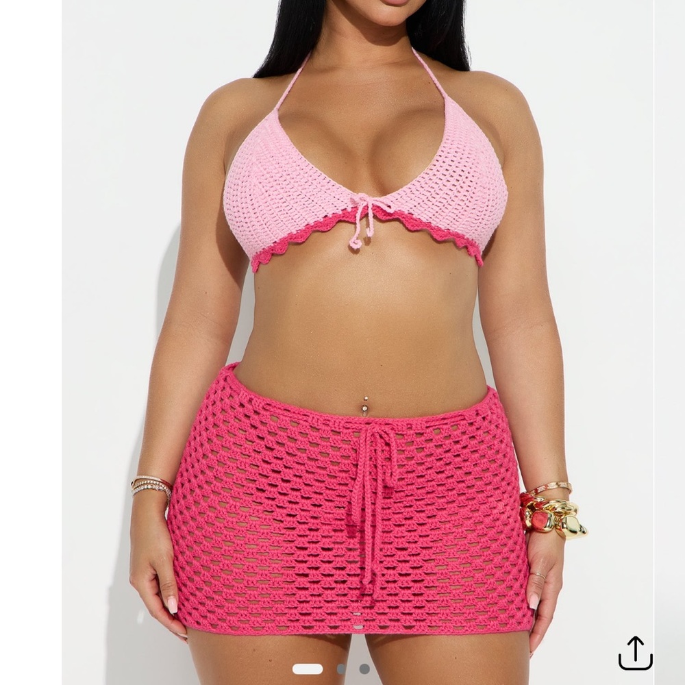 Fashion Nova Crochet Skirt Set